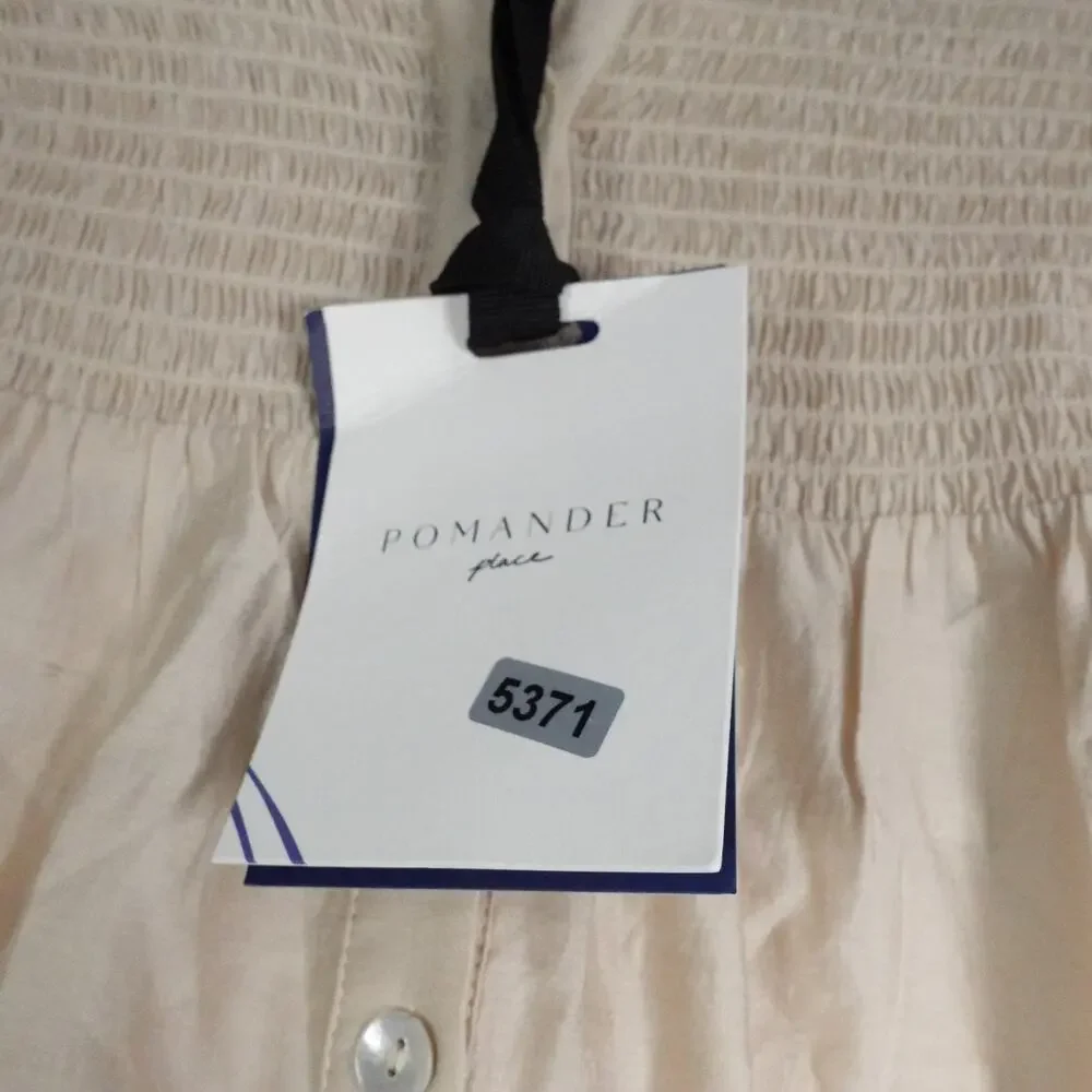 New Damaged Pomander Place Tuckernuck Jaia Cream Smocked Puff Sleeve Blouse